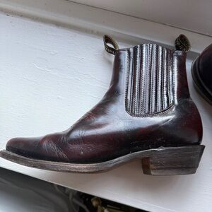 Dark Red Leather Mexican Cowboy Boots